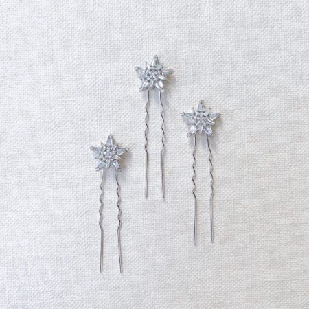 Star Shine Medium Hairpin Set - White Gold (3 pcs)
