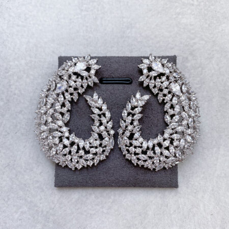 Queen Bee Earrings - Rhodium White Gold, White Diamond