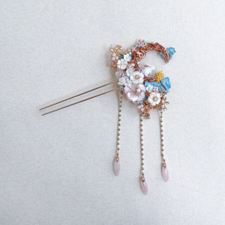 Colorful Magical Moon Rabbit Hairpin - Gold, Pink