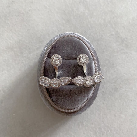 Combi Ear Jackets - Rhodium White Gold