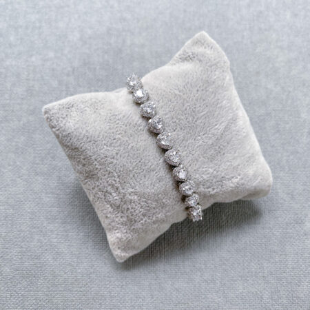 Heart Halo Bracelet - Rhodium White Gold