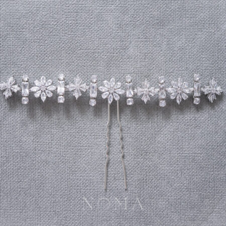 Floral Lite Arrangement Hairpin - White Gold