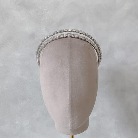 Double Arrangement Headband - Rhodium White Gold