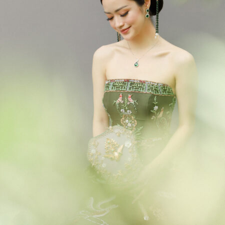 Emerald Phoenix Emperor Fan - Gold, White