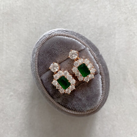Drop Gorgeous Emerald Earrings - 18k Rose Gold, Emerald