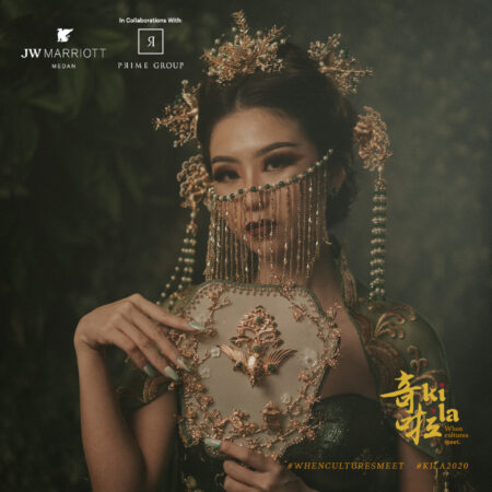 3D Dragon Pagoda Garden Hairpin - Gold, Jade (Left)