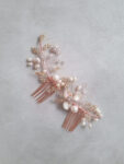 Extravagant Pearl Flower Side Haircomb Set - Rose Gold (2 pcs)