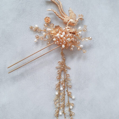 3D Phoenix Hairpin - Gold, Gold