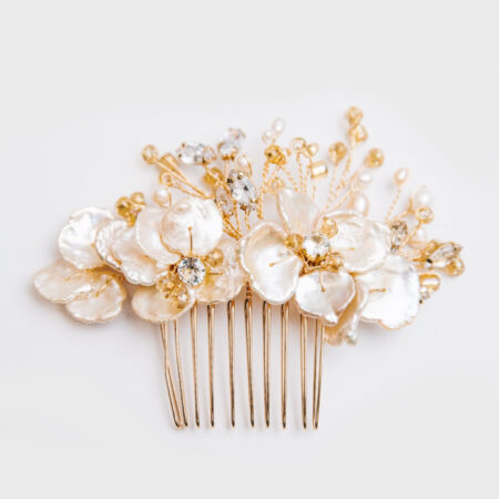 Medium Pearl Haircomb - Gold