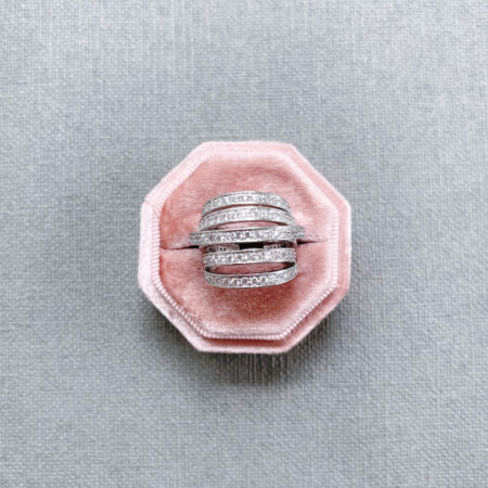 Jeweled Hoop Ring - Rhodium White Gold