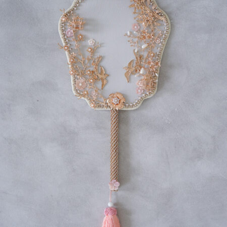 Pink Swallow Fan - Gold