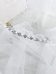 Round Halo Small Pearl Headband - Rhodium White Gold, White Pearl