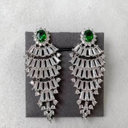 Date Night Emerald Earrings - Rhodium White Gold, Emerald