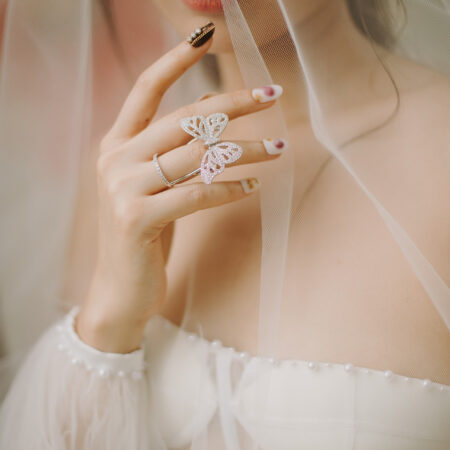 Butterfly Band Ring - Rhodium White Gold