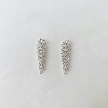 Cocktail Party Earrings - Rhodium White Gold
