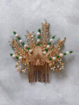 Phoenix Pearl Garden Haircomb - Gold, Jade