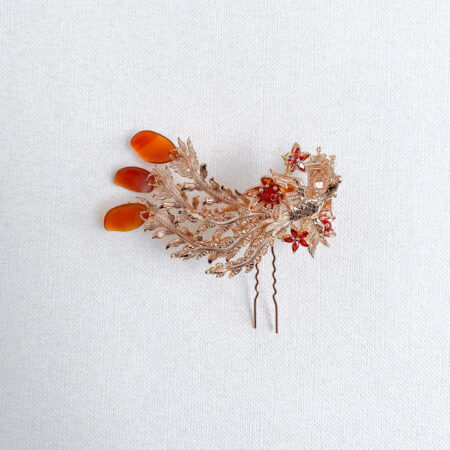 Flying Phoenix Tail Pagoda Ponytail Hairpin - Gold, Red