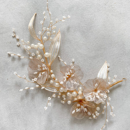 Artistic Nude Flower Extra Long Hairvine - Gold