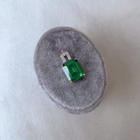 Emerald Cut Pendant - Rhodium White Gold, Emerald