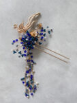 3D Phoenix Hairpin - Gold, Navy