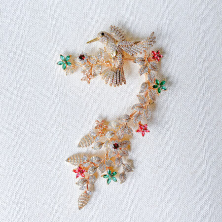 Bird Treasure Spring Earcuff - Gold, Rainbow (Left)