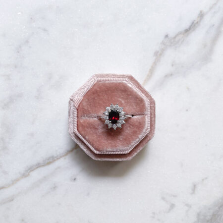 Garnet Ring - Rhodium White Gold, Ruby
