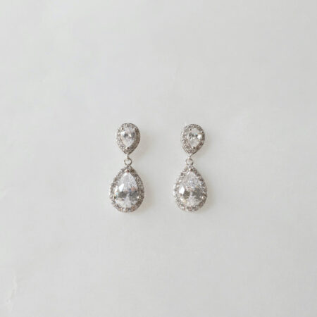 Double Pear Earrings - Rhodium White Gold