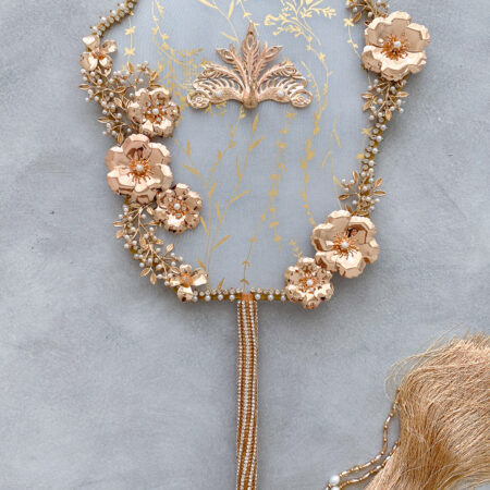 3D Peacock Flower Garden Fan - Gold