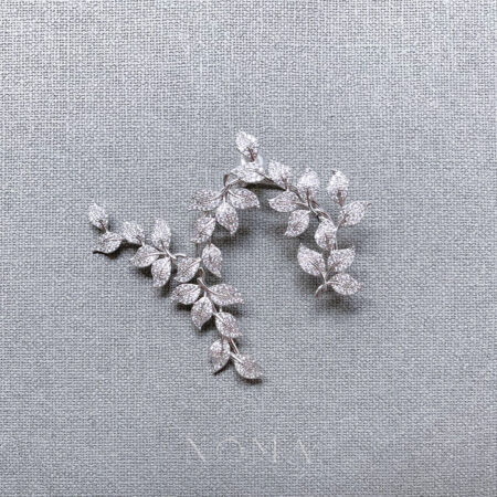 Paved Twigs Simple Earcuff - Rhodium White Gold (Right)