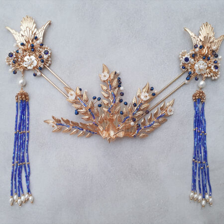 Flamboyant Phoenix Feathers Set - Gold, Sapphire (3 pcs)