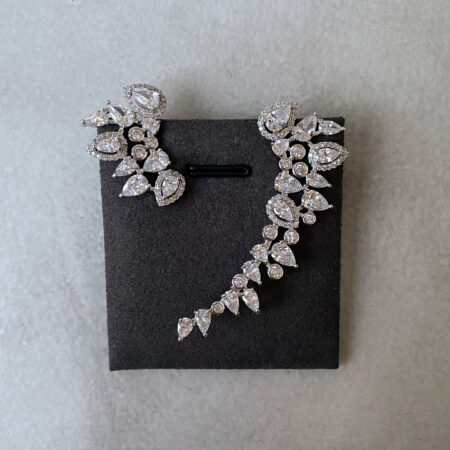 Pear Formula Earcuff Pair - Rhodium White Gold (1 pair)