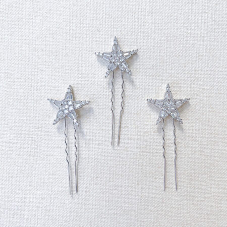 Star Shine Large Hairpin Set - White Gold (3 pcs)