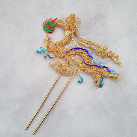 Ming Dragon Hairpin - 18k Yellow Gold
