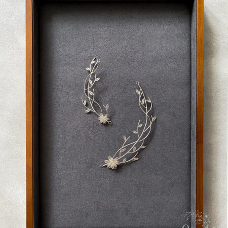 Petite Rustic Lotus Hairpiece Pair - Unplated Silver (1 pair)