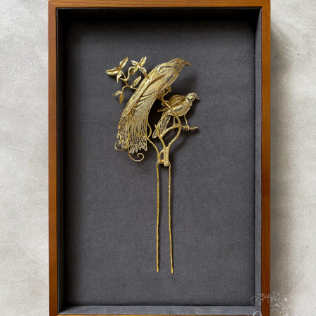 Bird on the Branch Hairpin - 18k Yellow Gold