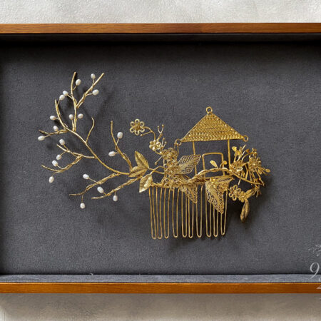 Pagoda Comb with Side Branches Vine - 18k Yellow Gold
