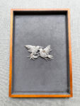 Twin Bird Singing Brooch - Unplated Silver