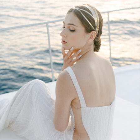 Wide Belted Chain Headband - Gold