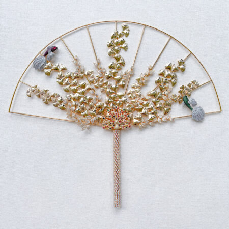 Gilded Ginkgo Koi Gems Fan - Gold