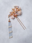Gold Oriental Tree Hairpin - Gold, Blue