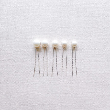 Pearl Hairpin Large Set - White Silver (5 pcs)