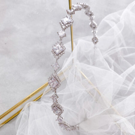 Elongated Princess Headband - Rhodium White Gold