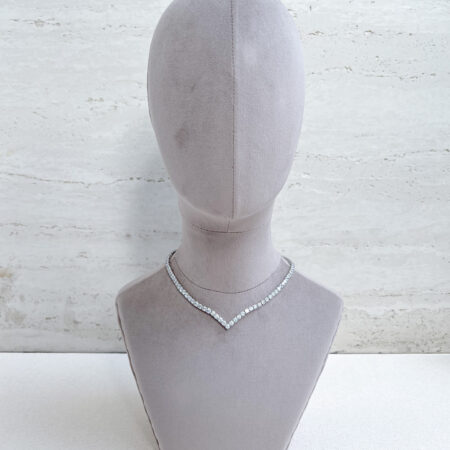 V Round 0.25 ct Tennis Choker - Rhodium White Gold