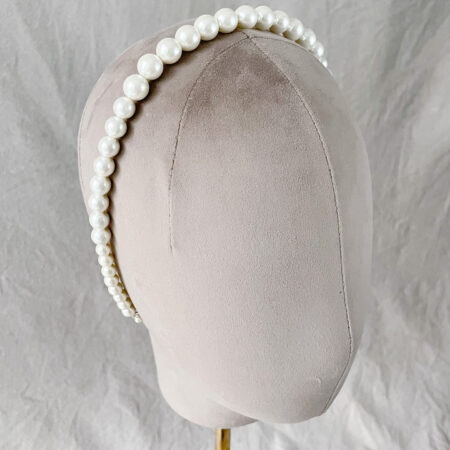 Classic Pearl 12 mm Descending Headband - White Silver