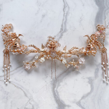 Flying Phoenix Pagoda Set - Gold, Pink (3 pcs)