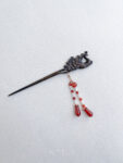 CHN-202000106-Carved-Peacock-Wooden-Hairpin-Gold-Red