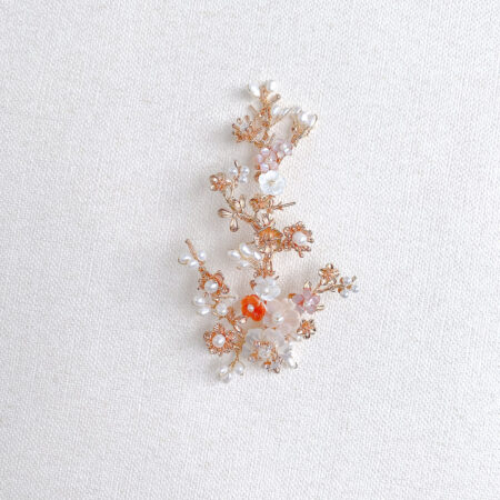 Oriental Floral Garden Side Hairvine - Gold, Pink