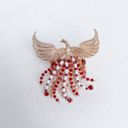 Phoenix Open Wing Ponytail Cuff - Gold, Red