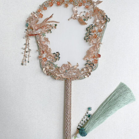 Harmonious Marriage Fan - Gold, Light Jade