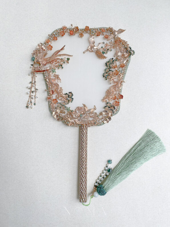 CHN-202200130 – Harmonious Marriage Fan – Gold – Light Jade – – C1